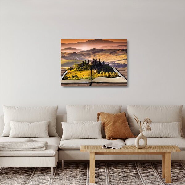 Tablou pe sticlă cu peisaj în carte (70x50 cm)