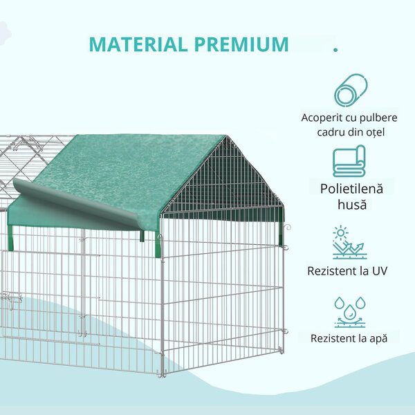 PawHut Țarc pentru Animale cu Învelitoare și Uși, 220x103x103 cm, Verde | Aosom Romania