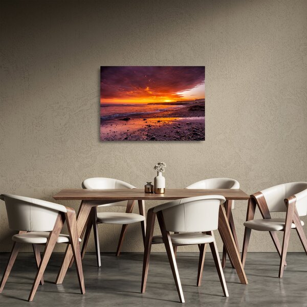 Tablou pe sticlă cu apus de soare la mare (70x50 cm)
