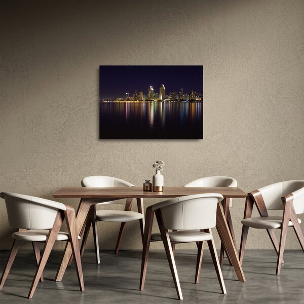 Tablou pe sticlă cu orașul nocturn (70x50 cm)
