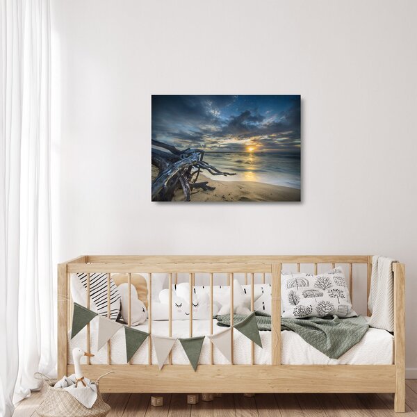 Tablou pe sticlă cu marea în apus de soare (70x50 cm)