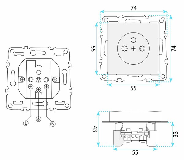 Priză simplă cu împământare OSTE JNH001-G White