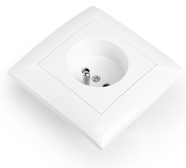 Priză simplă cu împământare și ramă OSTE JNH001-G White