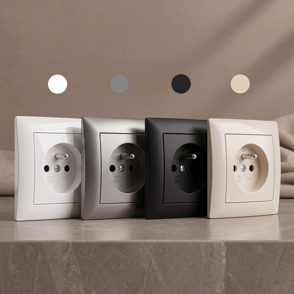 Priză simplă cu împământare și ramă OSTE JNH001-G White