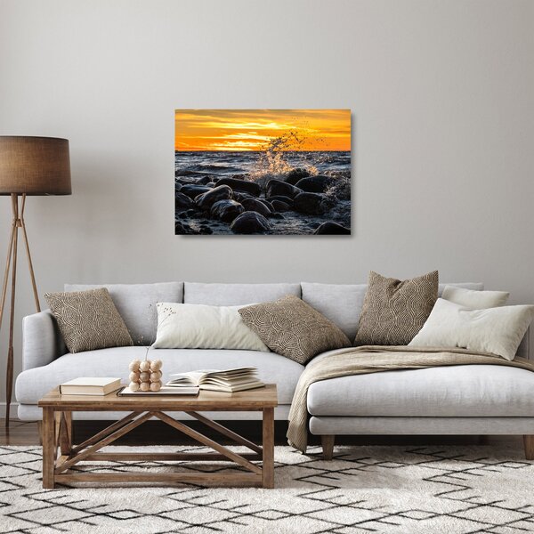 Tablou pe sticlă cu valurile mării (70x50 cm)