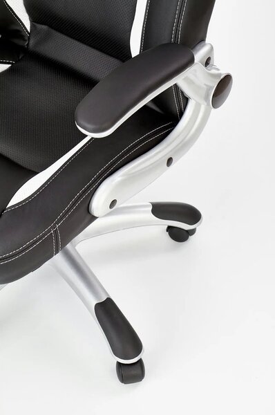 Scaun de birou SATURN, negru, piele ecologica perforata, 67x65x112/120