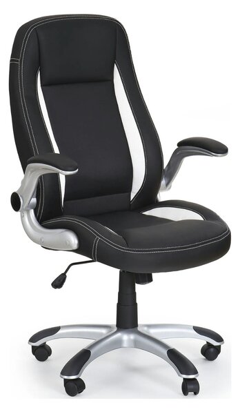 Scaun de birou SATURN, negru, piele ecologica perforata, 67x65x112/120