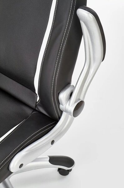 Scaun de birou SATURN, negru, piele ecologica perforata, 67x65x112/120