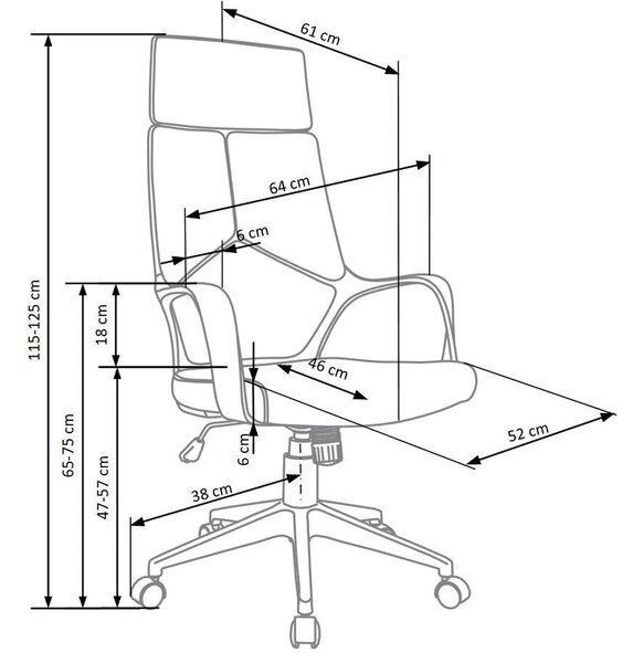 Scaun de birou VOYAGER, albastru/negru, stofa, 64x61x115/125 cm