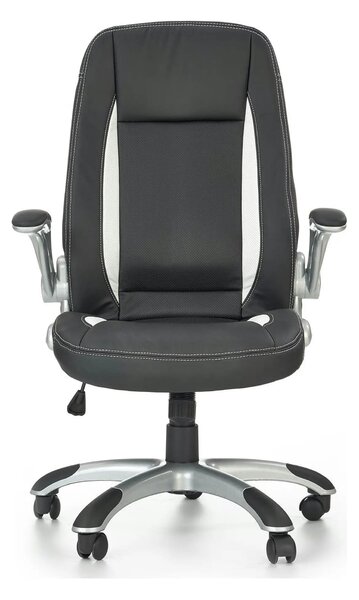 Scaun de birou SATURN, negru, piele ecologica perforata, 67x65x112/120