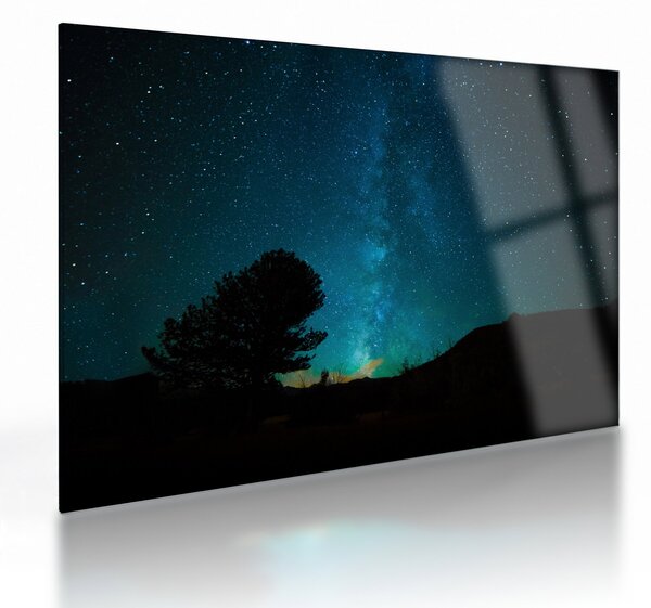 Tablou pe sticlă cu cerul nocturn și stele (70x50 cm)