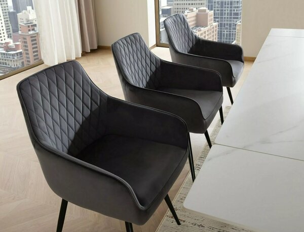 Scaun de sufragerie MARLO VELVET negru