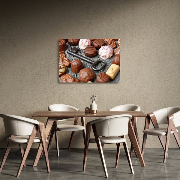 Tablou pe sticlă cu ciocolată și chei (70x50 cm)