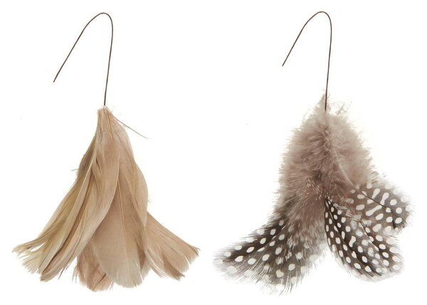 Decoratiune cu pene suspendate pe sarma FEATHER DECOR maro - mai multe culori