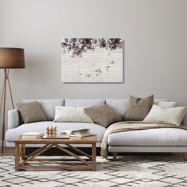 Tablou pe sticlă cu perete și buchet (70x50 cm)