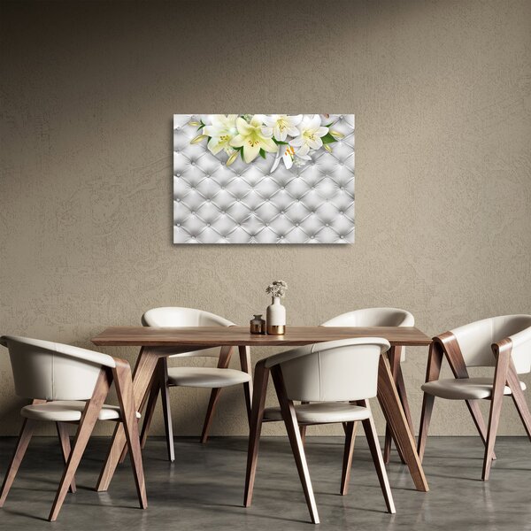 Tablou pe sticlă cu flori de crin (70x50 cm)