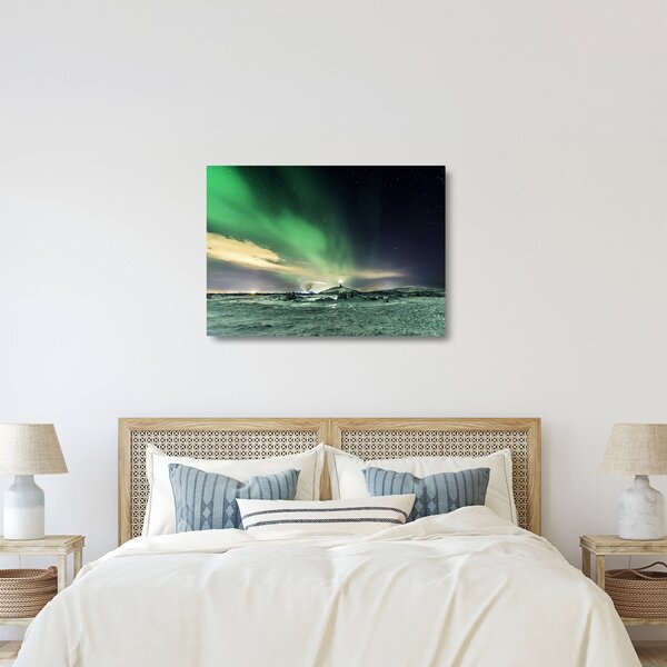 Tablou pe sticlă cu Aurora Borealis (70x50 cm)