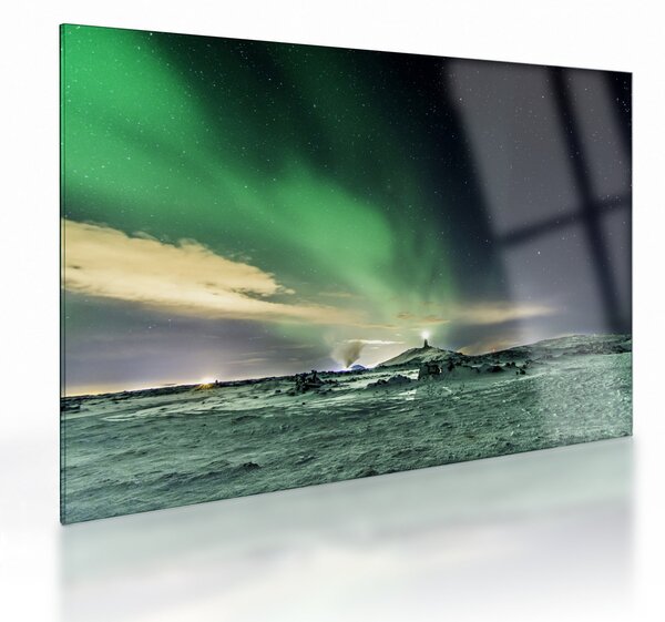 Tablou pe sticlă cu Aurora Borealis (70x50 cm)