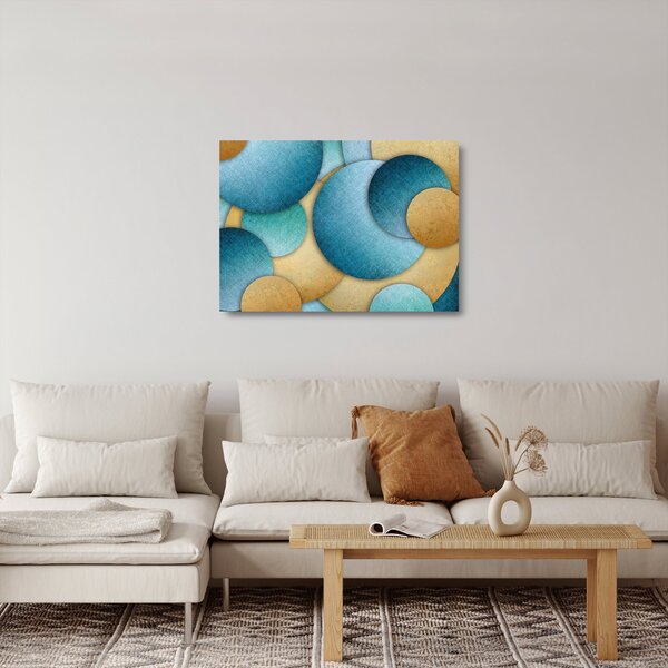 Tablou pe sticlă cu abstracție cercuri (70x50 cm)