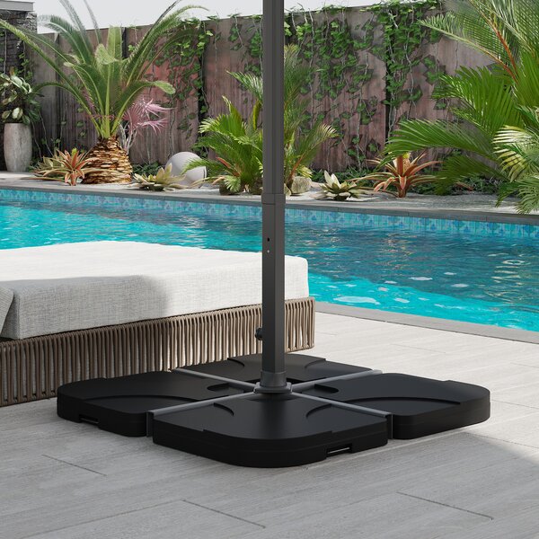 Outsunny Set de 4 Baze Umbrelă de Grădină din Plastic Rezistent la Apă 50x50x7.5cm pentru Stabilitate | Aosom Romania
