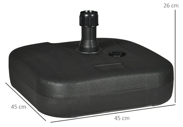 Outsunny Suport Umbrelă de Grădină cu Bază de Umplere Apă/Nisip HDPE Rezistent la Intemperii 46x45x26cm Negru | Aosom Romania