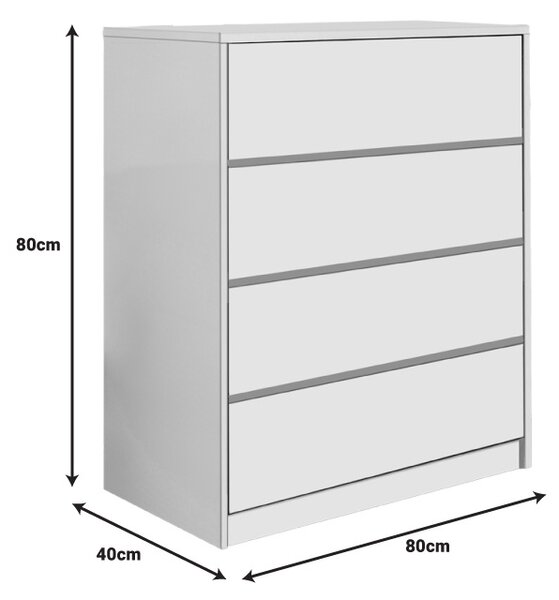 Comoda Kuanger cu sertare din MDF alb 80x40x80 cm