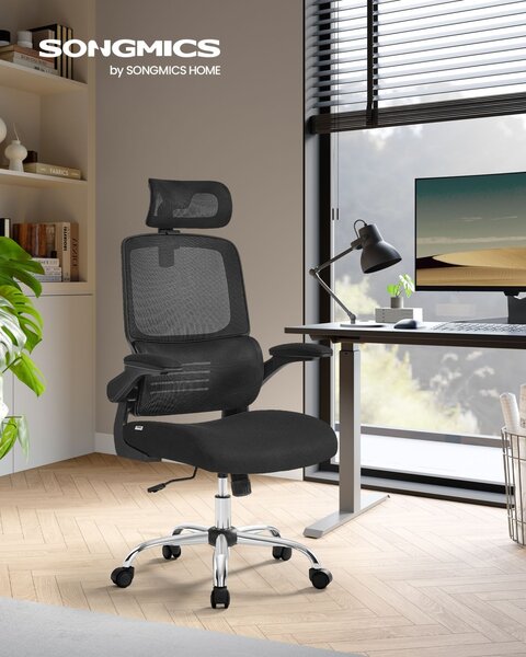 Scaun de birou Songmics Negru 65.2x65.3x(111.5-129) cm