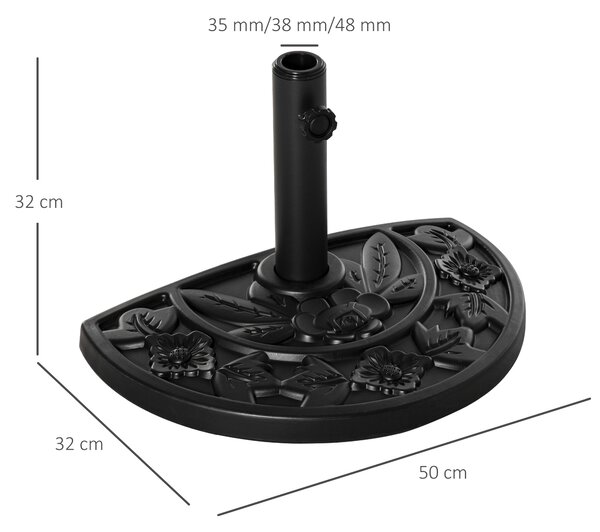 Outsunny Bază pentru Umbrelă de Soare, Bază Semiluna, 50x32x32cm, Beton, Negru | Aosom Romania