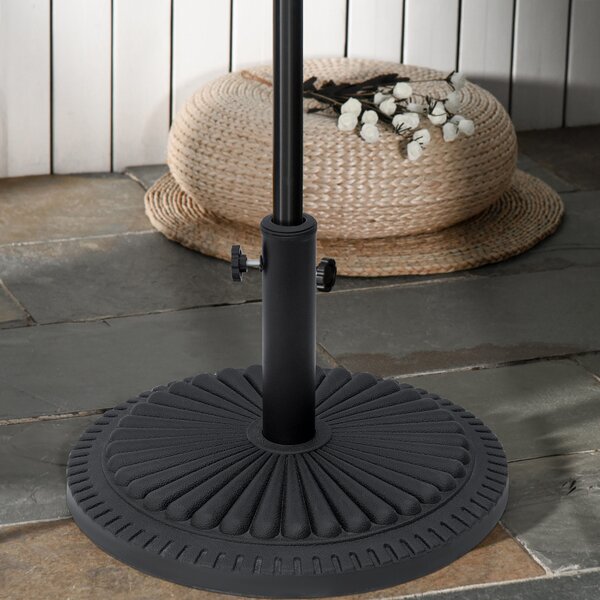 Outsunny Bază pentru Umbrelă de Soare, din Plastic Rezistent, 15kg, Compatibilă cu Stâlpi de Ф35-38-48mm, Negru, Ф49x32cm | Aosom Romania