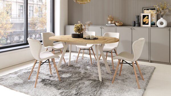 MAZZONI EXPORT ALTEA Bej (material Rio 40)/picioare stejar natural - SCAUN MODERN PENTRU LIVING/SUFRAGERIE/BUCĂTĂRIE/BIROU
