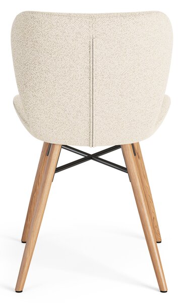 MAZZONI EXPORT ALTEA Crem (material Monza 90)/picioare stejar natural - SCAUN MODERN BOUCLÉ PENTRU LIVING/SUFRAGERIE/BUCĂTĂRIE/BIROU