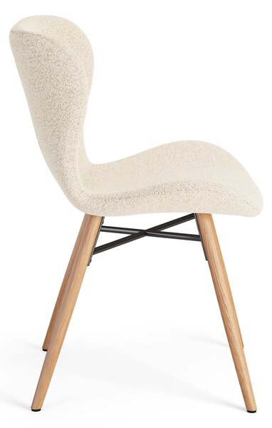 MAZZONI EXPORT ALTEA Crem (material Monza 90)/picioare stejar natural - SCAUN MODERN BOUCLÉ PENTRU LIVING/SUFRAGERIE/BUCĂTĂRIE/BIROU