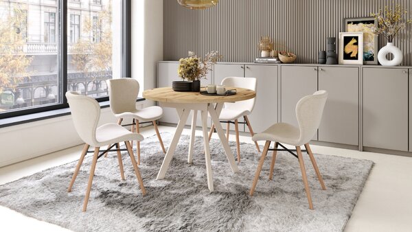 MAZZONI EXPORT ALTEA Bej (material Rio 40)/picioare stejar natural - SCAUN MODERN PENTRU LIVING/SUFRAGERIE/BUCĂTĂRIE/BIROU