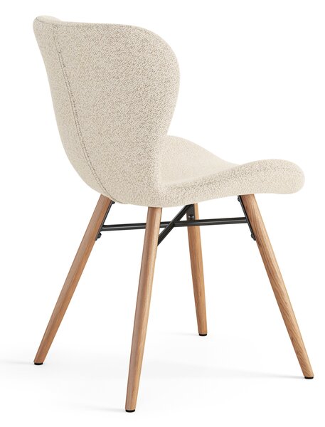 MAZZONI EXPORT ALTEA Crem (material Monza 90)/picioare stejar natural - SCAUN MODERN BOUCLÉ PENTRU LIVING/SUFRAGERIE/BUCĂTĂRIE/BIROU