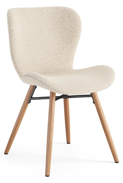MAZZONI EXPORT ALTEA Crem (material Monza 90)/picioare stejar natural - SCAUN MODERN BOUCLÉ PENTRU LIVING/SUFRAGERIE/BUCĂTĂRIE/BIROU