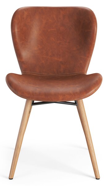 MAZZONI EXPORT ALTEA Piele ecologică Retro Brandy/picioare stejar natural - SCAUN MODERN PENTRU LIVING/SUFRAGERIE/BUCĂTĂRIE/BIROU
