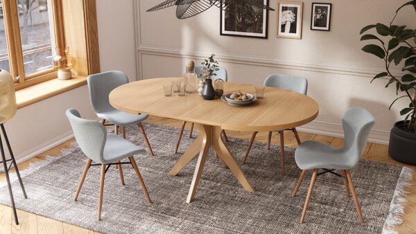 MAZZONI EXPORT ALTEA Gri (material Rio 180)/picioare stejar natural - SCAUN MODERN PENTRU LIVING/SUFRAGERIE/BUCĂTĂRIE/BIROU