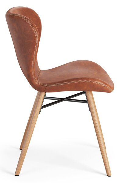 MAZZONI EXPORT ALTEA Piele ecologică Retro Brandy/picioare stejar natural - SCAUN MODERN PENTRU LIVING/SUFRAGERIE/BUCĂTĂRIE/BIROU