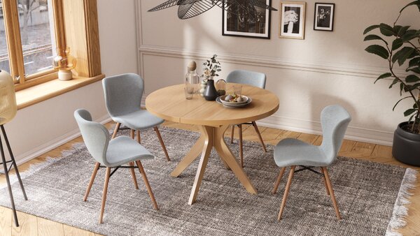 MAZZONI EXPORT ALTEA Gri (material Rio 180)/picioare stejar natural - SCAUN MODERN PENTRU LIVING/SUFRAGERIE/BUCĂTĂRIE/BIROU