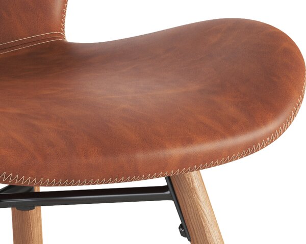MAZZONI EXPORT ALTEA Piele ecologică Retro Brandy/picioare stejar natural - SCAUN MODERN PENTRU LIVING/SUFRAGERIE/BUCĂTĂRIE/BIROU