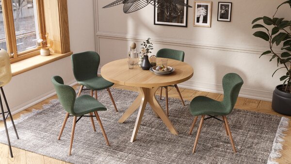 MAZZONI EXPORT ALTEA Verde (material Rio 140)/picioare stejar natural - SCAUN MODERN PENTRU LIVING/SUFRAGERIE/BUCĂTĂRIE/BIROU