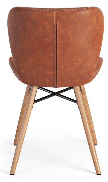 MAZZONI EXPORT ALTEA Piele ecologică Retro Brandy/picioare stejar natural - SCAUN MODERN PENTRU LIVING/SUFRAGERIE/BUCĂTĂRIE/BIROU