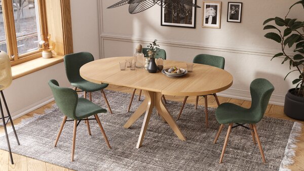 MAZZONI EXPORT ALTEA Verde (material Rio 140)/picioare stejar natural - SCAUN MODERN PENTRU LIVING/SUFRAGERIE/BUCĂTĂRIE/BIROU
