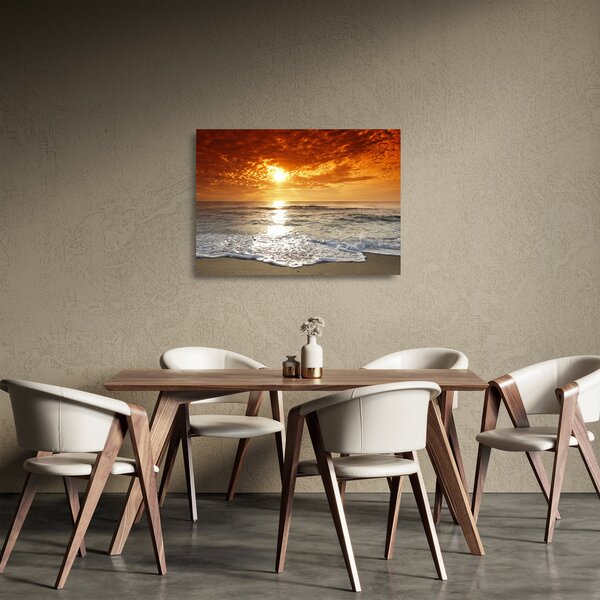Tablou pe sticlă cu apus de soare din Corsica (70x50 cm)