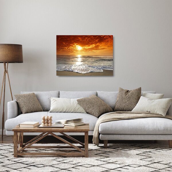 Tablou pe sticlă cu apus de soare din Corsica (70x50 cm)