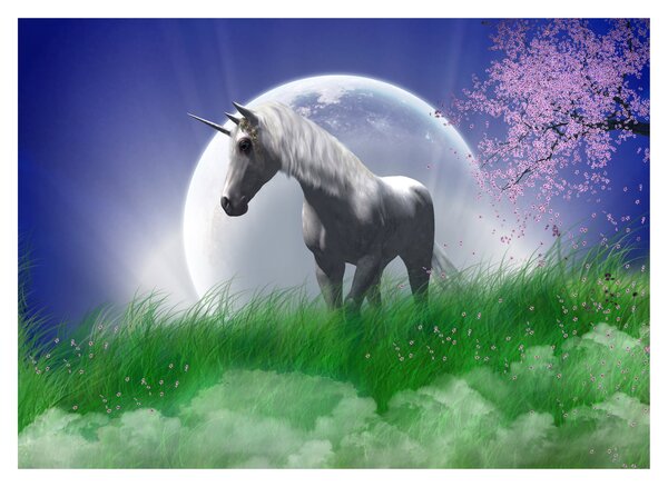 Tablou pe sticlă cu unicorn (70x50 cm)