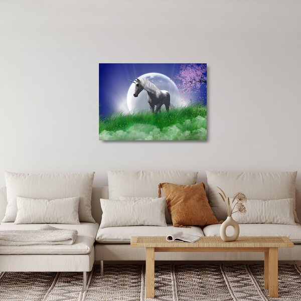 Tablou pe sticlă cu unicorn (70x50 cm)