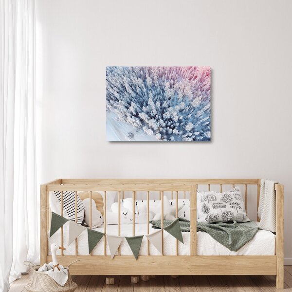 Tablou pe sticlă cu copaci înzăpeziți (70x50 cm)