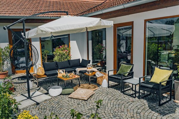 Umbrela de soare pliabila de gradina bej, LEVI 300 cm + husa gratuit