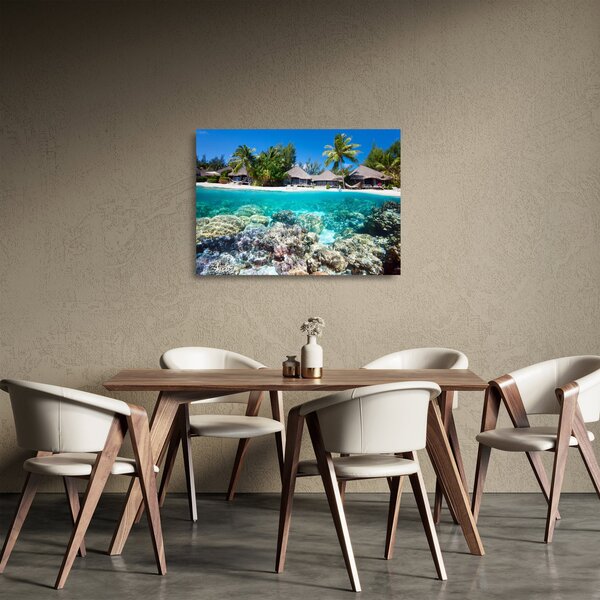 Tablou pe sticlă cu plaja pe insulă tropicală (70x50 cm)